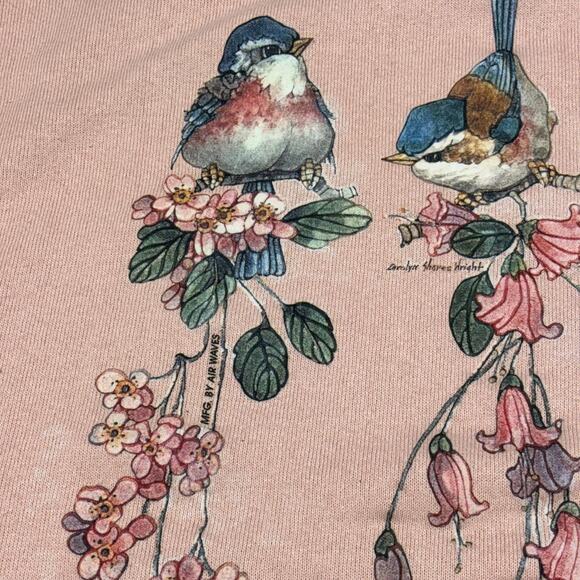 Vintage‎ 90s Fruit of the Loom Best Birds Floral Womens XL Pullover Sweatshirt - Picture 3 of 10